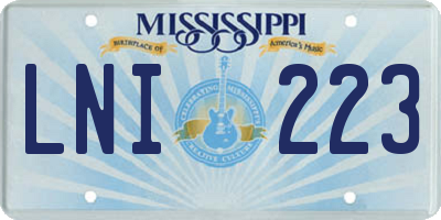 MS license plate LNI223