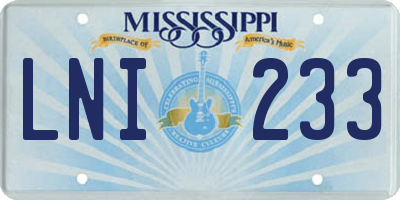 MS license plate LNI233