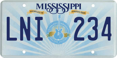 MS license plate LNI234
