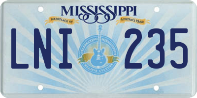 MS license plate LNI235