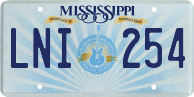 MS license plate LNI254