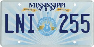 MS license plate LNI255