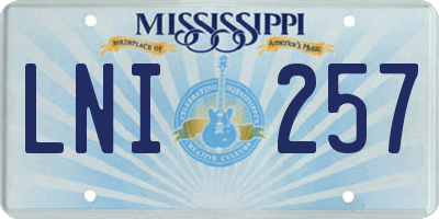 MS license plate LNI257