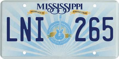 MS license plate LNI265