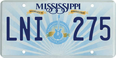 MS license plate LNI275