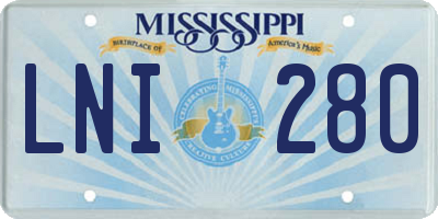 MS license plate LNI280