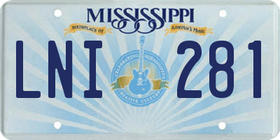 MS license plate LNI281