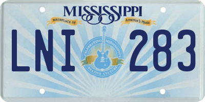 MS license plate LNI283