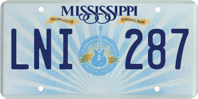 MS license plate LNI287