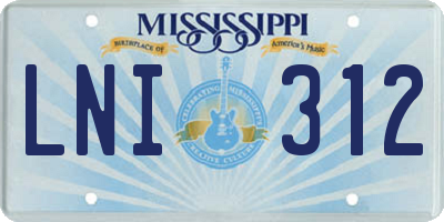 MS license plate LNI312