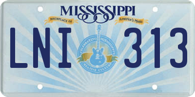 MS license plate LNI313