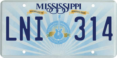 MS license plate LNI314