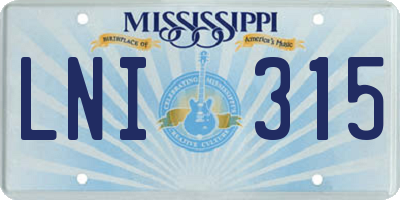 MS license plate LNI315