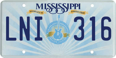 MS license plate LNI316