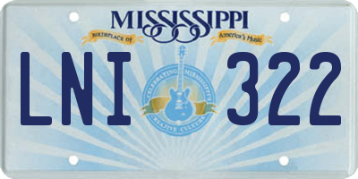 MS license plate LNI322