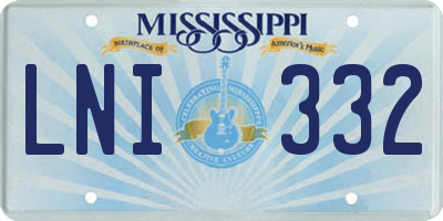 MS license plate LNI332