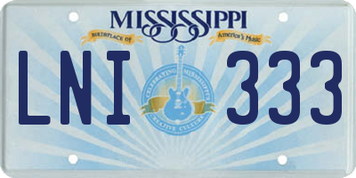 MS license plate LNI333