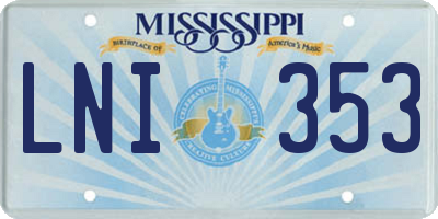 MS license plate LNI353