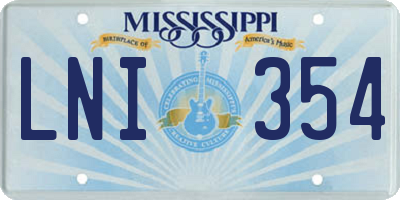 MS license plate LNI354