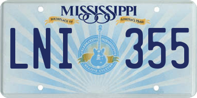 MS license plate LNI355