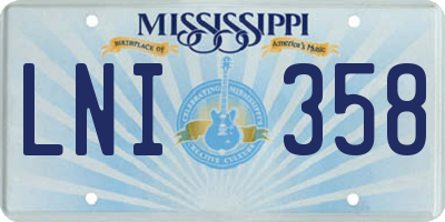 MS license plate LNI358