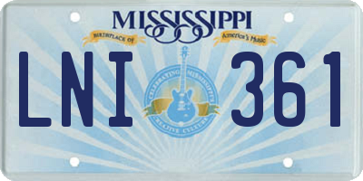 MS license plate LNI361