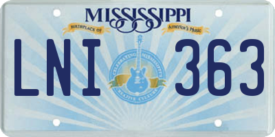 MS license plate LNI363