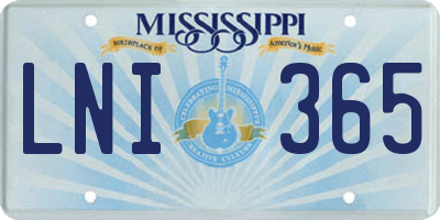 MS license plate LNI365