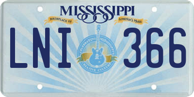 MS license plate LNI366