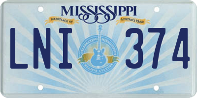 MS license plate LNI374