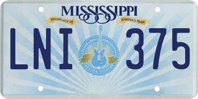 MS license plate LNI375