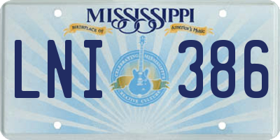 MS license plate LNI386