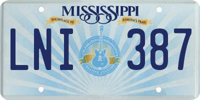 MS license plate LNI387