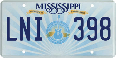 MS license plate LNI398