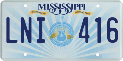 MS license plate LNI416