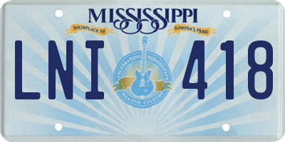 MS license plate LNI418