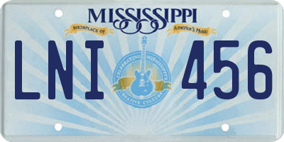 MS license plate LNI456