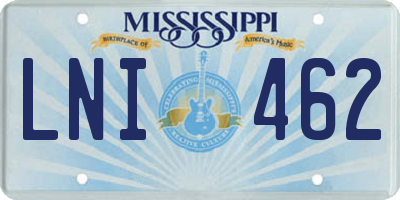 MS license plate LNI462