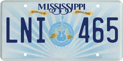 MS license plate LNI465