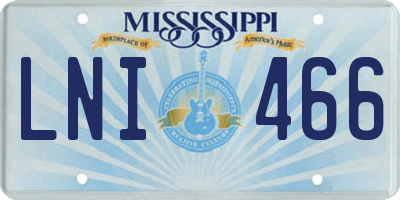MS license plate LNI466