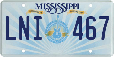 MS license plate LNI467