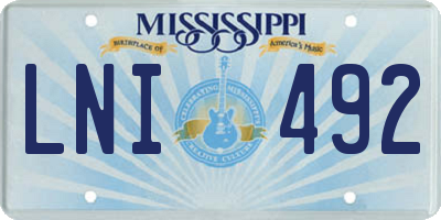 MS license plate LNI492