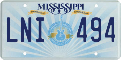 MS license plate LNI494