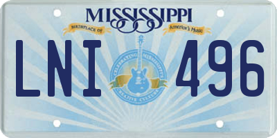 MS license plate LNI496