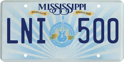 MS license plate LNI500