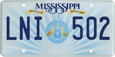 MS license plate LNI502
