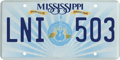 MS license plate LNI503