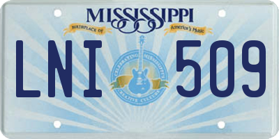 MS license plate LNI509