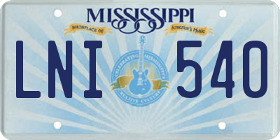 MS license plate LNI540