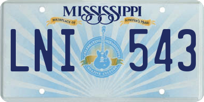 MS license plate LNI543